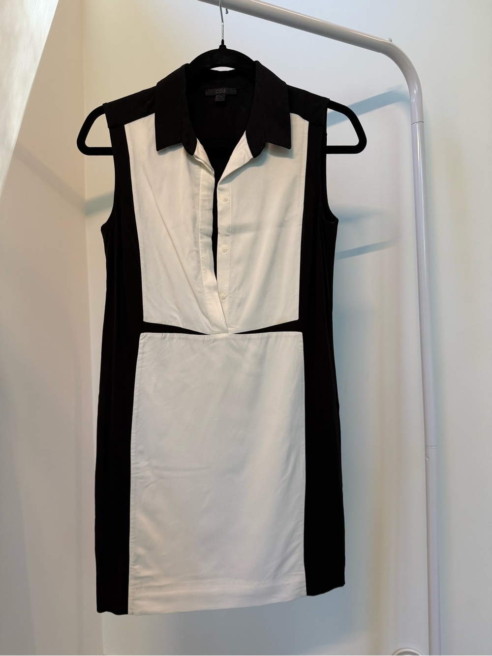 COS Black & White Colorblock Shirt Dress Sz 2